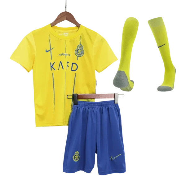 2023/24 Kids Al Nassr Home Whole Kit(Jersey+Shorts+Socks)