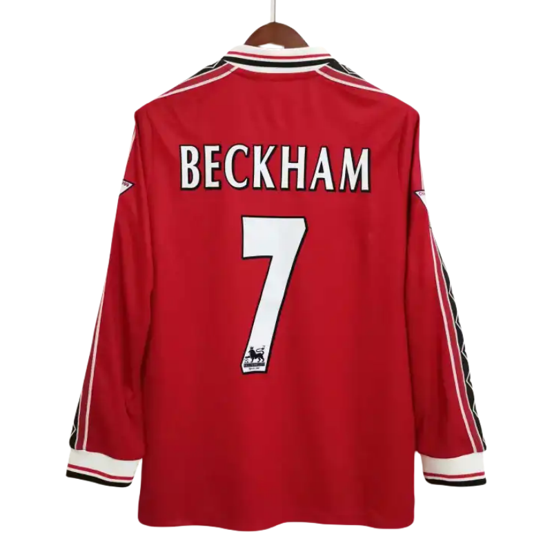 ba0037c56c 1998-00 Manchester United Beckham #7 Retro Jersey Home Long Sleeve - Image 1