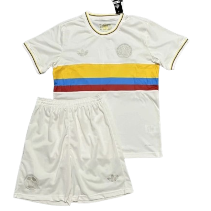 fe207bd6b8 Colombia 24-25 Nation 100th Anniversary Special Edition Kids Kits White Jersey - Image 1