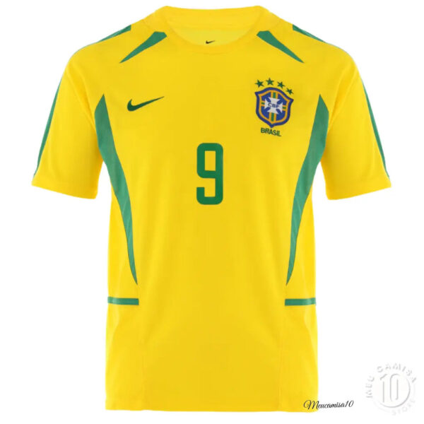 Brazil 2002 Home Jersey - #9 RONALDO - Tamanho G (L)