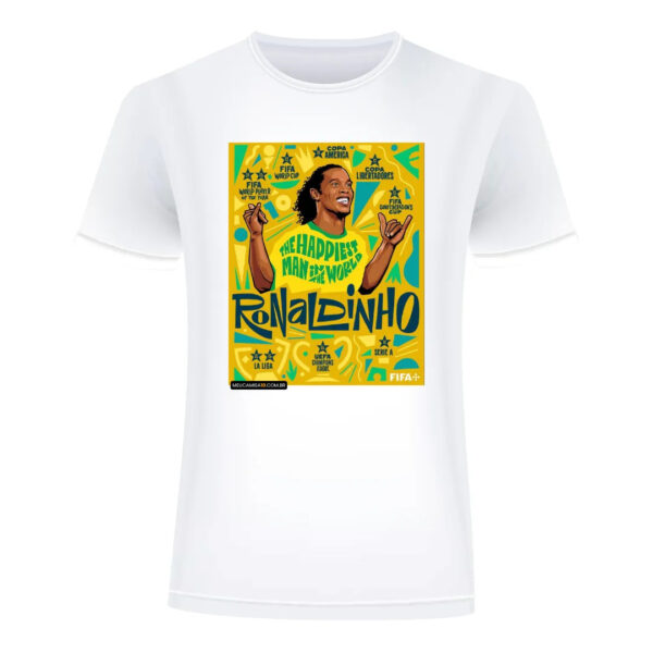 T-Shirt MC10 Brazil Dinho Arte Branca 100% Algodão 30.1