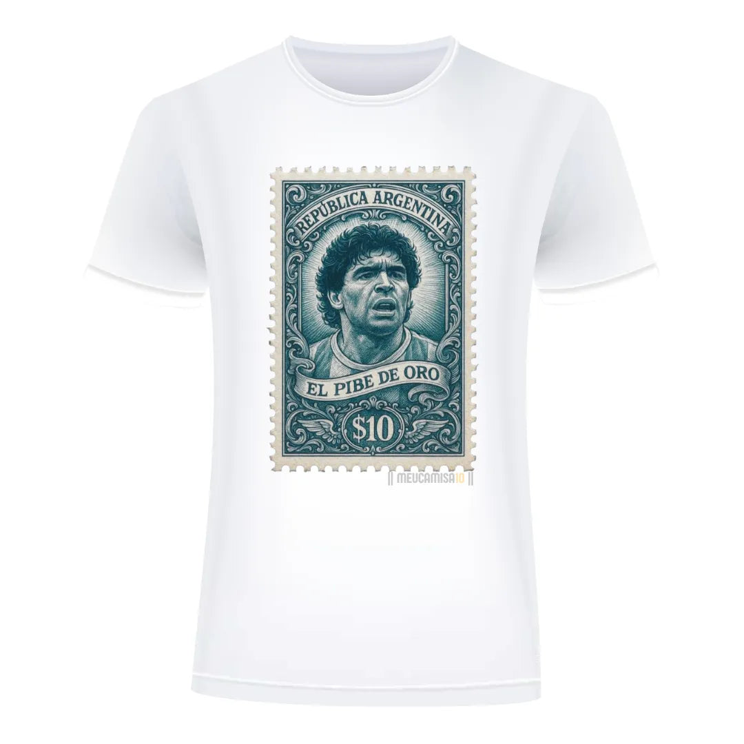 MEUCAMISA10_MARADONA_BRANCA.jpg T-Shirt MC10 Copa Selo Diego Branca 100% Algodão 30.1 - Image 1