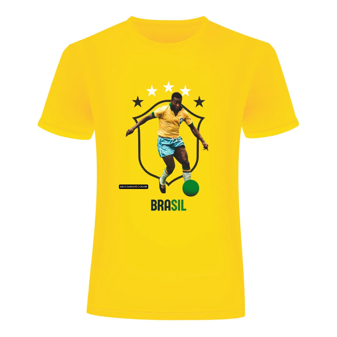 MEUCAMISA10_pele_AMARELA-1.jpg T-Shirt MC10 Copa Rei do Futebol Amarelo 100% Algodão 30.1 - Image 1